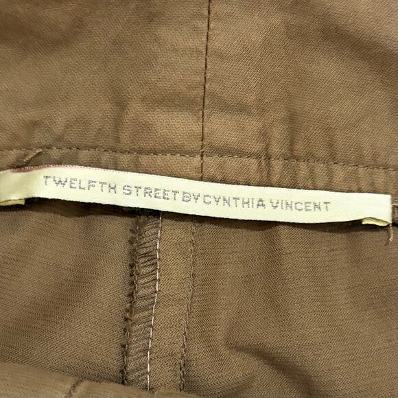 Twelfth Street Cynthia Vincent Women's Linen Blend Pants 6 Brown Minimalist - Picture 7 of 9